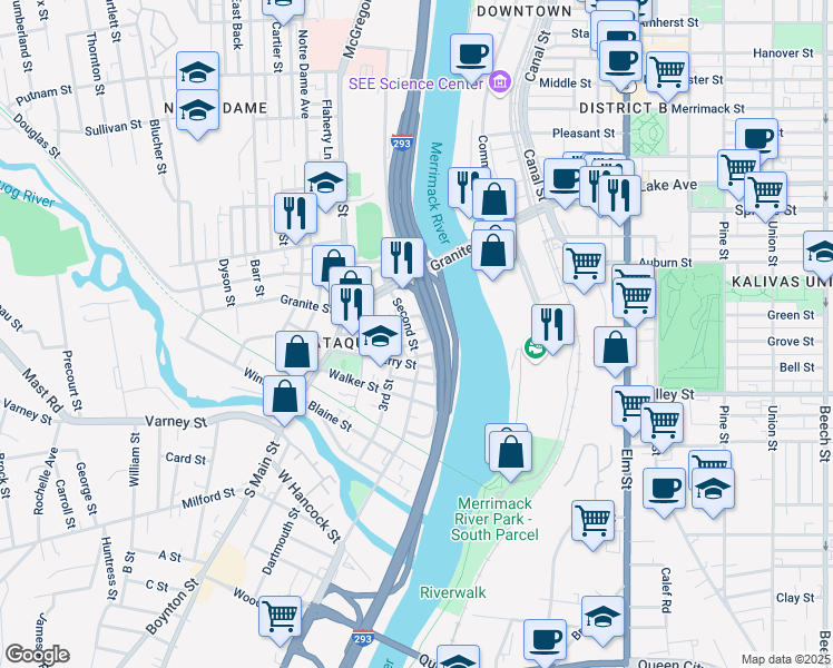 map of restaurants, bars, coffee shops, grocery stores, and more near 16 Bath Street in Manchester