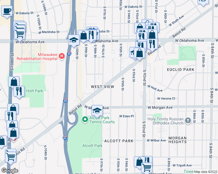 map of restaurants, bars, coffee shops, grocery stores, and more near in Milwaukee