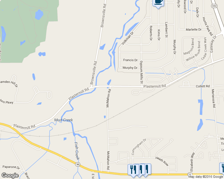 map of restaurants, bars, coffee shops, grocery stores, and more near 1099 McMahon Road in Victor