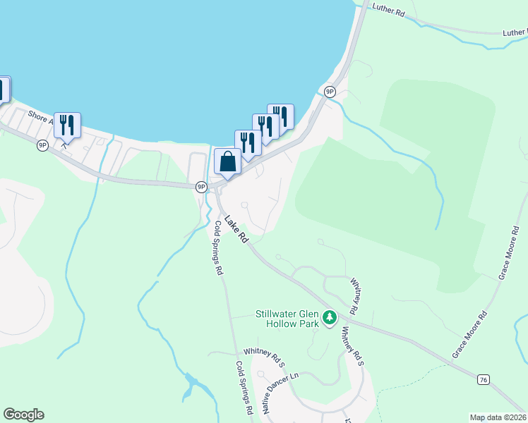 map of restaurants, bars, coffee shops, grocery stores, and more near 13 Pine Ridge Road in Saratoga Springs