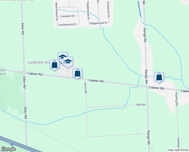 map of restaurants, bars, coffee shops, grocery stores, and more near 4730 Lapeer Road in Smiths Creek