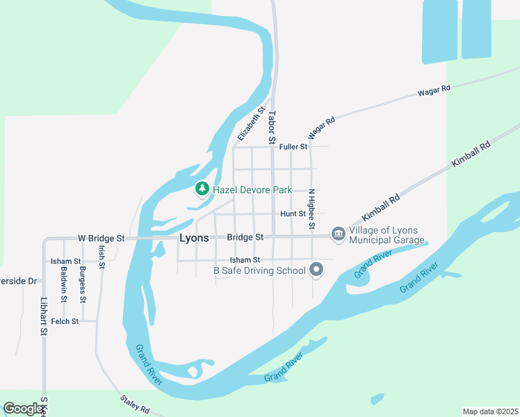 map of restaurants, bars, coffee shops, grocery stores, and more near 306 North Hawley Street in Lyons