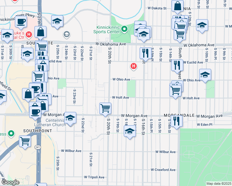map of restaurants, bars, coffee shops, grocery stores, and more near 3333 South 19th Street in Milwaukee