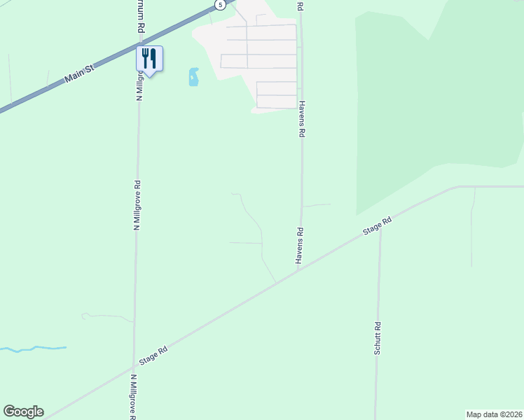 map of restaurants, bars, coffee shops, grocery stores, and more near 5116 Havens Road in Akron
