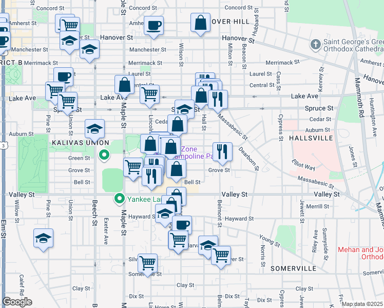 map of restaurants, bars, coffee shops, grocery stores, and more near 373 Wilson Street in Manchester
