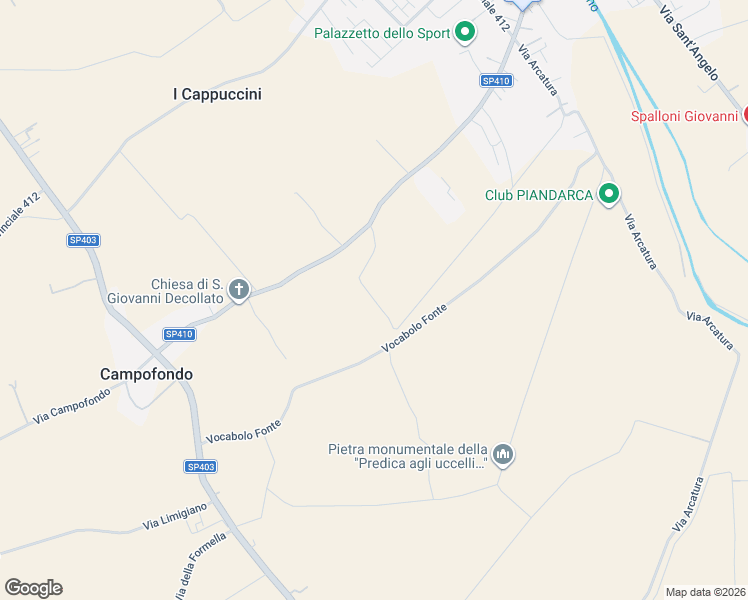 map of restaurants, bars, coffee shops, grocery stores, and more near 43 Vocabolo Selvetta in Cannara