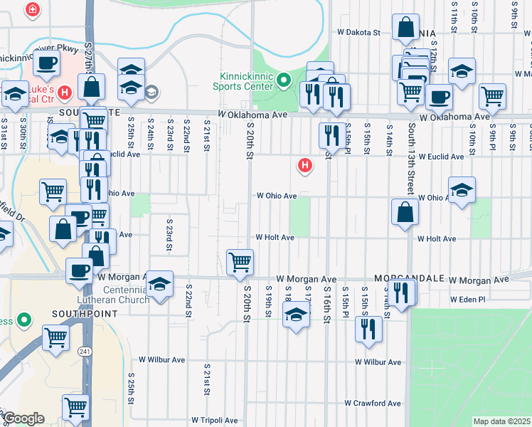 map of restaurants, bars, coffee shops, grocery stores, and more near 3333 South 19th Street in Milwaukee