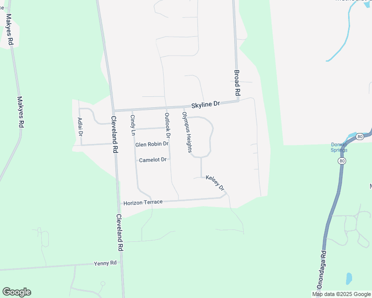 map of restaurants, bars, coffee shops, grocery stores, and more near 4387 Olympus Heights in Syracuse