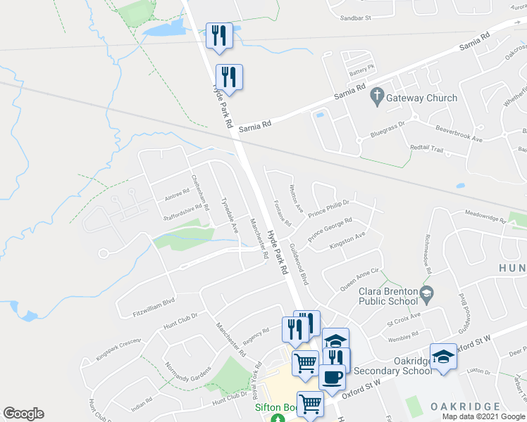 map of restaurants, bars, coffee shops, grocery stores, and more near 1010 Hyde Park Road in London