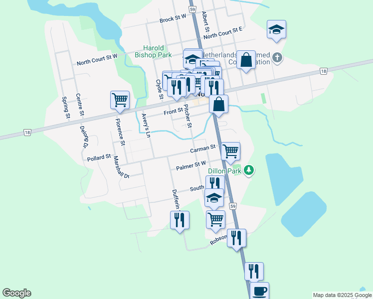 map of restaurants, bars, coffee shops, grocery stores, and more near 14 Carman Street in Norwich