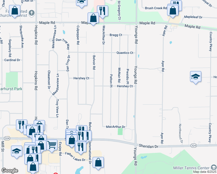 map of restaurants, bars, coffee shops, grocery stores, and more near 189 Patton Place in Buffalo