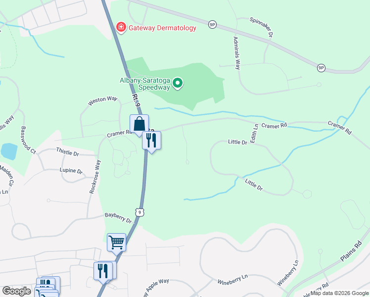 map of restaurants, bars, coffee shops, grocery stores, and more near 5 Cramer Woods Road in Ballston Spa