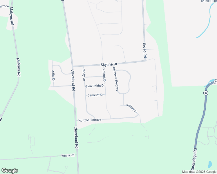 map of restaurants, bars, coffee shops, grocery stores, and more near 4387 Olympus Heights in Syracuse