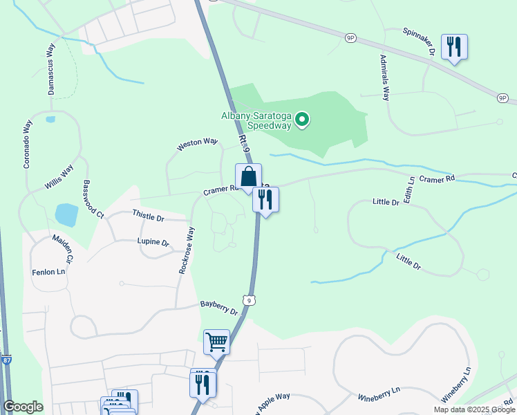 map of restaurants, bars, coffee shops, grocery stores, and more near 2630-2646 State Highway 9 in Saratoga