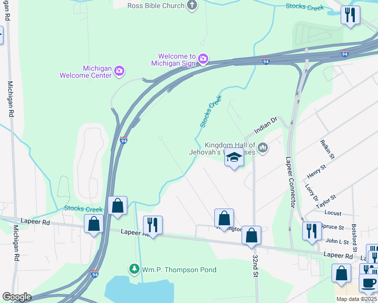 map of restaurants, bars, coffee shops, grocery stores, and more near 2700 Robbins Court in Port Huron