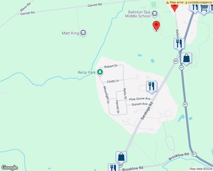 map of restaurants, bars, coffee shops, grocery stores, and more near 336 Moonlight Drive in Ballston Spa