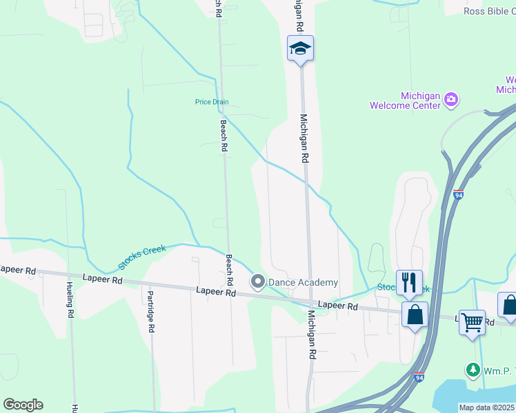 map of restaurants, bars, coffee shops, grocery stores, and more near 2605 Alger Road in Port Huron