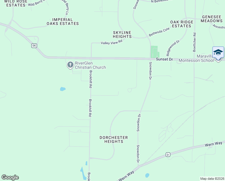 map of restaurants, bars, coffee shops, grocery stores, and more near W304S3316 Brookhill Road in Waukesha