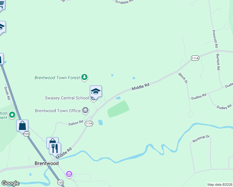 map of restaurants, bars, coffee shops, grocery stores, and more near 339 Middle Road in Brentwood