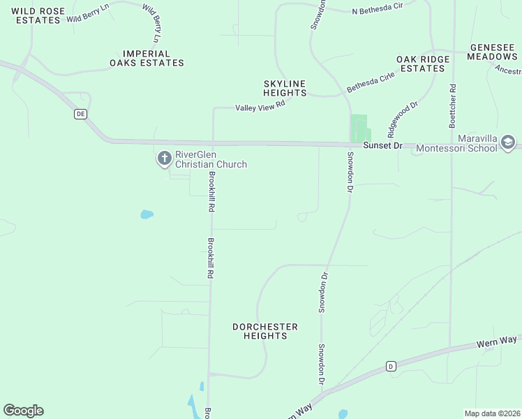 map of restaurants, bars, coffee shops, grocery stores, and more near W304S3316 Brookhill Road in Waukesha