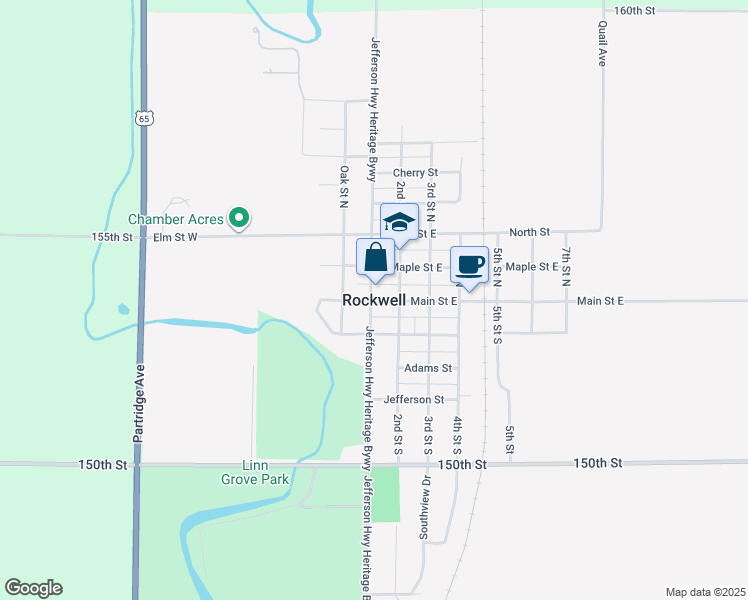 map of restaurants, bars, coffee shops, grocery stores, and more near in Rockwell