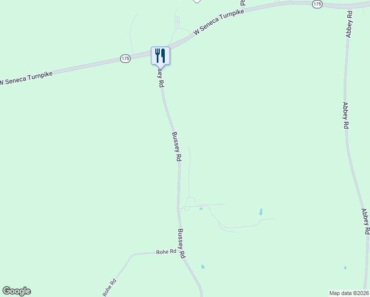 map of restaurants, bars, coffee shops, grocery stores, and more near 4448 Bussey Road in Syracuse