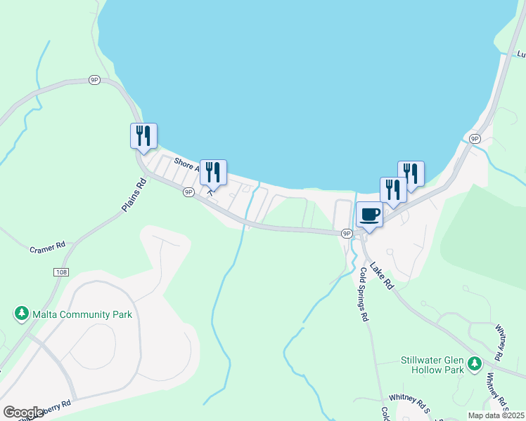 map of restaurants, bars, coffee shops, grocery stores, and more near 106 9th Street in Saratoga Springs