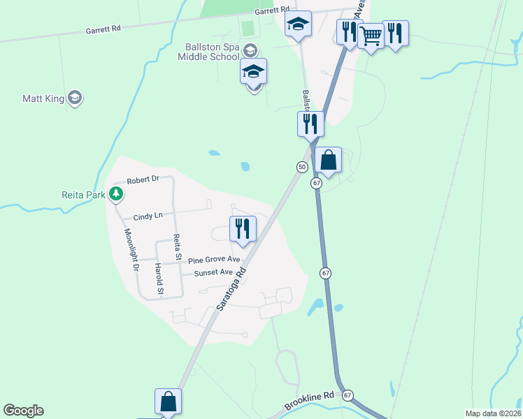 map of restaurants, bars, coffee shops, grocery stores, and more near 1491 New York 50 in Ballston Spa