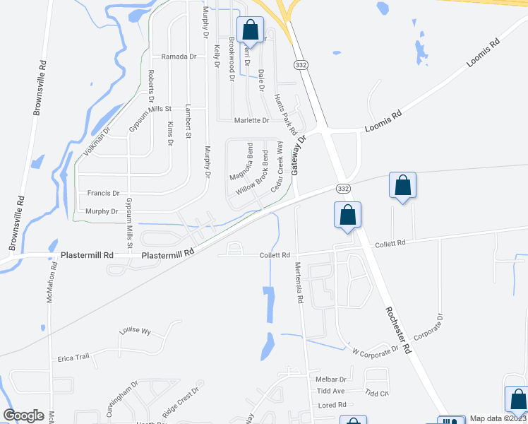 map of restaurants, bars, coffee shops, grocery stores, and more near Plaster Mill Road & Red Maple Way in Farmington