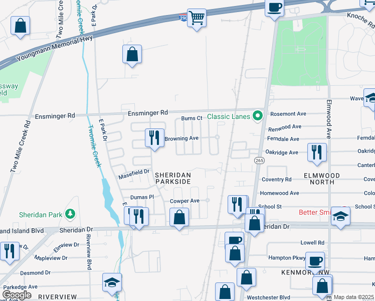 map of restaurants, bars, coffee shops, grocery stores, and more near 7 Benefield Place in Tonawanda