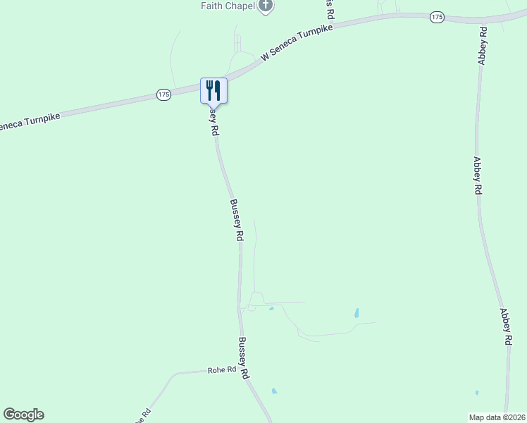 map of restaurants, bars, coffee shops, grocery stores, and more near 4448 Bussey Road in Syracuse