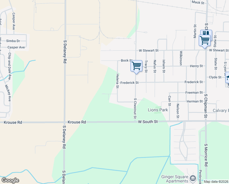 map of restaurants, bars, coffee shops, grocery stores, and more near 1120 Helena Street in Owosso
