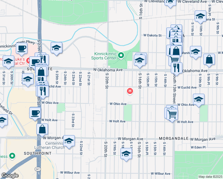 map of restaurants, bars, coffee shops, grocery stores, and more near 3163 South 19th Street in Milwaukee