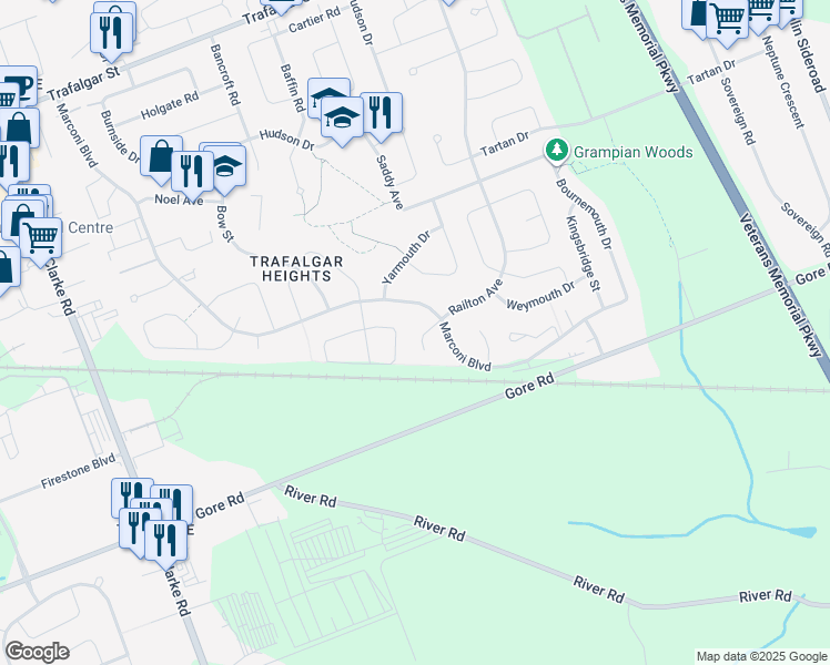map of restaurants, bars, coffee shops, grocery stores, and more near 11 Railton Court in London