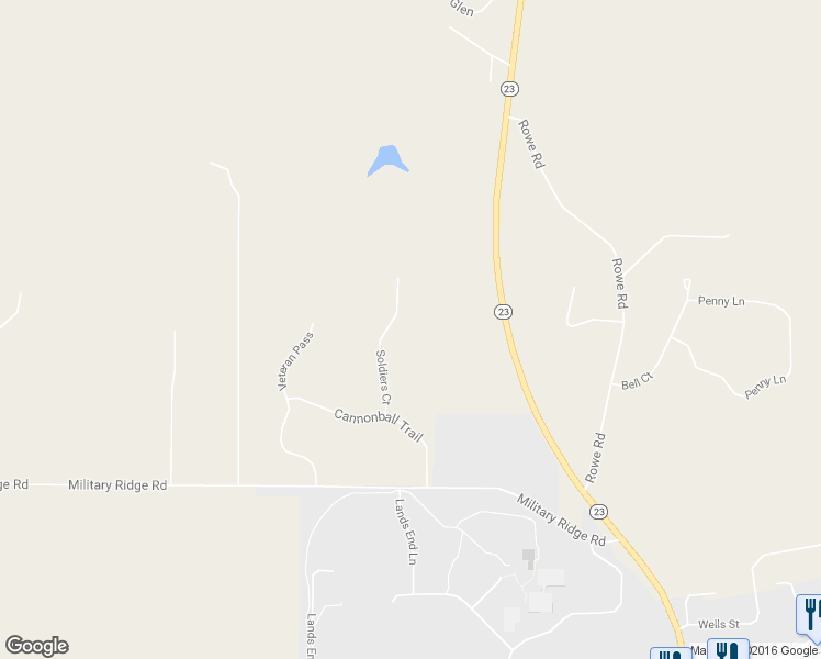 map of restaurants, bars, coffee shops, grocery stores, and more near 3543 Soldiers Court in Dodgeville