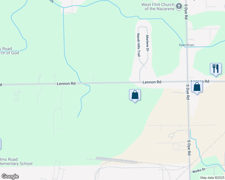 map of restaurants, bars, coffee shops, grocery stores, and more near 6019 Lennon Road in Swartz Creek