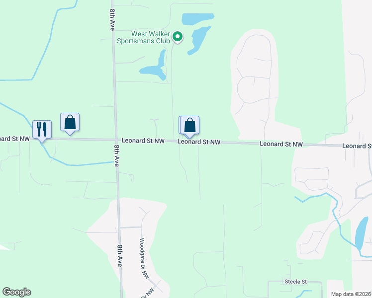 map of restaurants, bars, coffee shops, grocery stores, and more near 568 Leonard Street Northwest in Grand Rapids