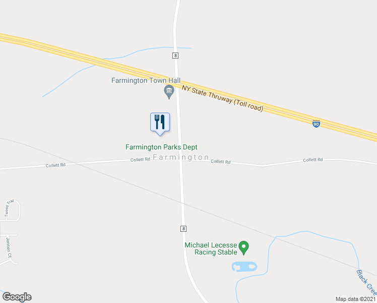 map of restaurants, bars, coffee shops, grocery stores, and more near 5648 Collett Road in Shortsville