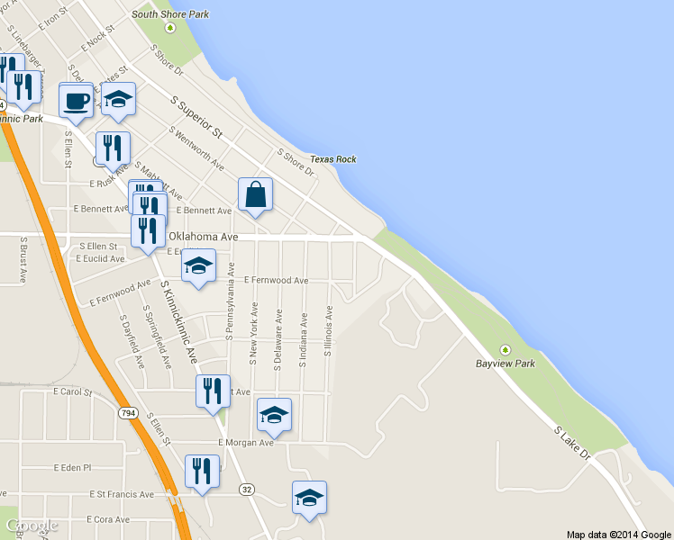 map of restaurants, bars, coffee shops, grocery stores, and more near 3146 South Illinois Avenue in Milwaukee