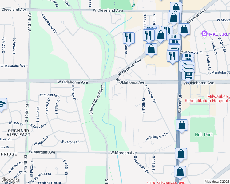 map of restaurants, bars, coffee shops, grocery stores, and more near 3120 Toldt Parkway in West Allis