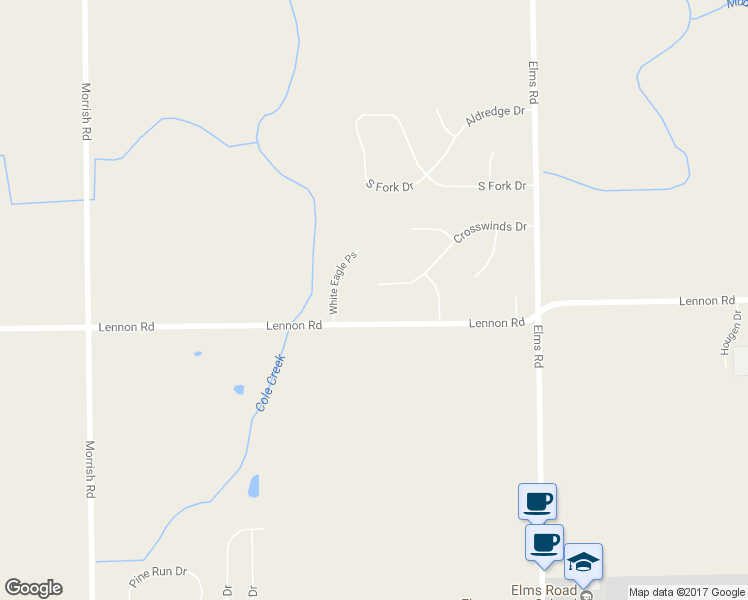 map of restaurants, bars, coffee shops, grocery stores, and more near 7161 Crosswinds Drive in Swartz Creek