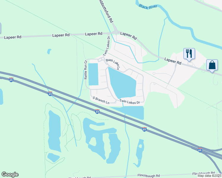 map of restaurants, bars, coffee shops, grocery stores, and more near 6232 Twin Lakes Drive in Kimball