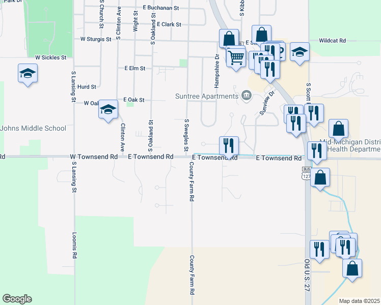 map of restaurants, bars, coffee shops, grocery stores, and more near 1222 Lavalle Court in Saint Johns