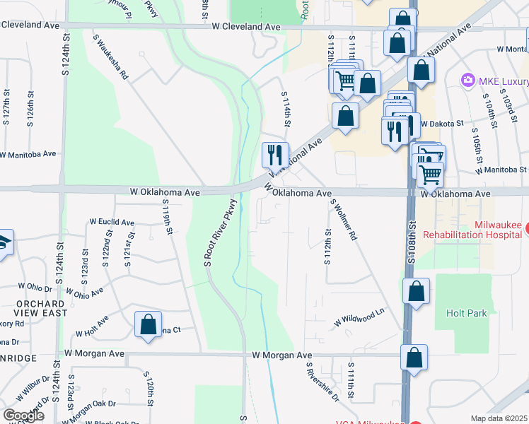 map of restaurants, bars, coffee shops, grocery stores, and more near 3120 Toldt Parkway in West Allis