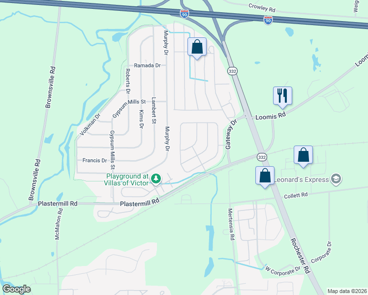 map of restaurants, bars, coffee shops, grocery stores, and more near 6287 Murphy Drive in Victor