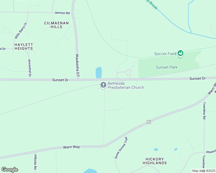 map of restaurants, bars, coffee shops, grocery stores, and more near W287S3160 Bethesda Road in Waukesha
