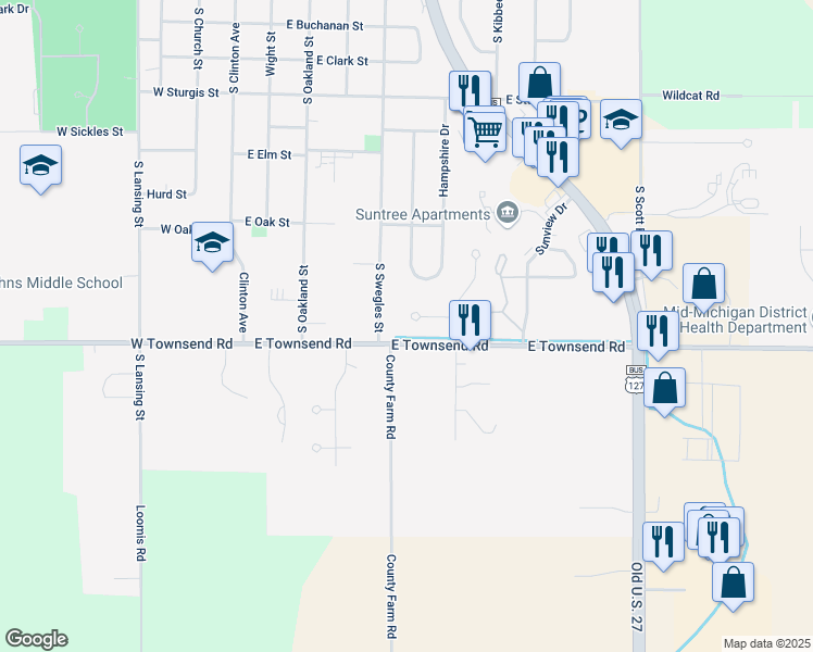 map of restaurants, bars, coffee shops, grocery stores, and more near 1222 Lavalle Court in Saint Johns