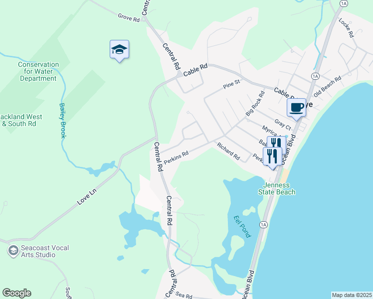 map of restaurants, bars, coffee shops, grocery stores, and more near 120 Perkins Road in Rye
