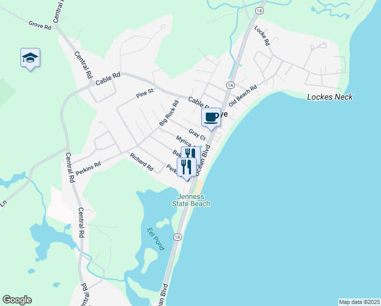 map of restaurants, bars, coffee shops, grocery stores, and more near 15 Myrica Avenue in Rye
