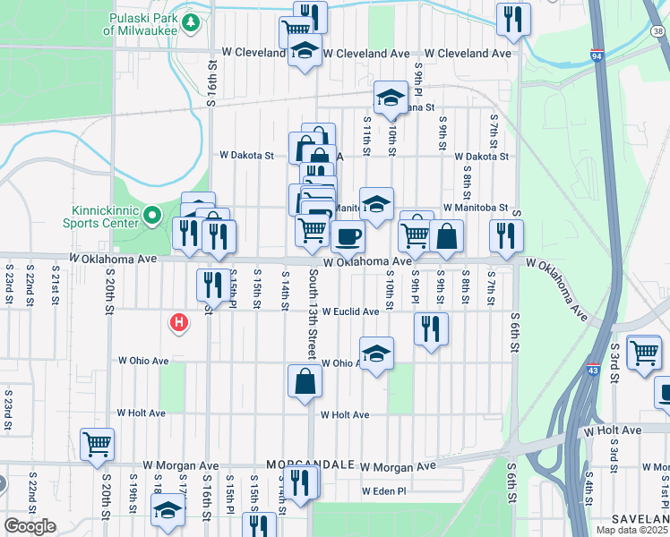 map of restaurants, bars, coffee shops, grocery stores, and more near in Milwaukee